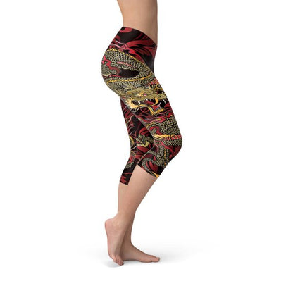 Womens Dragon Capri Leggings - Stylemz