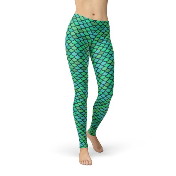 Womens Green Mermaid Leggings - Stylemz