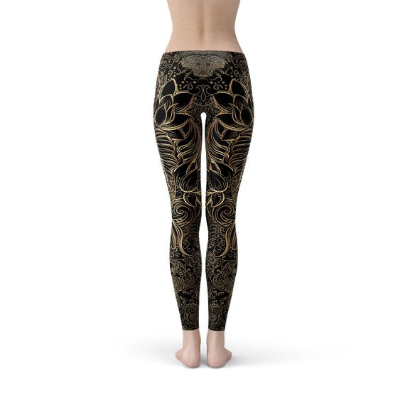 Womens Koi Fish Black Leggings - Stylemz