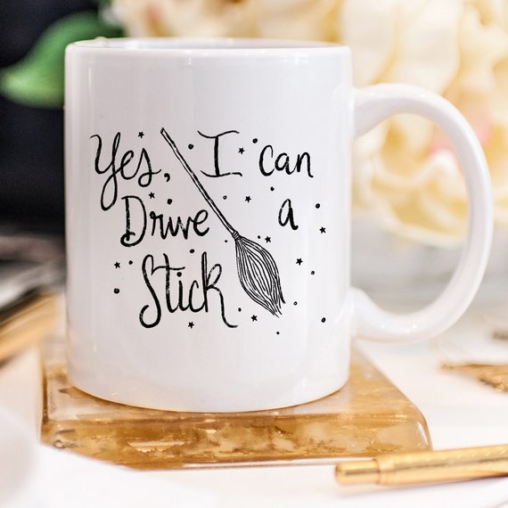 Yes I Can Drive A Stick Mug, Witch Mugs, Halloween - Stylemz