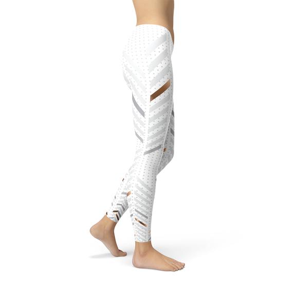 Womens White Stripes Leggings - Stylemz