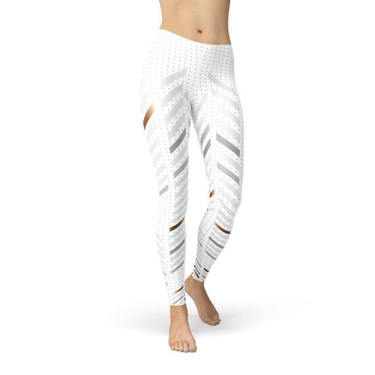 Womens White Stripes Leggings - Stylemz