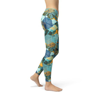 Womens Hexagon Floral Leggings - Stylemz