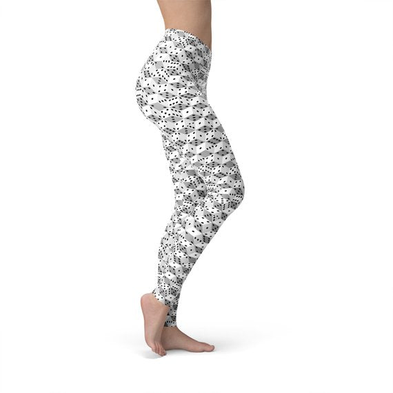 Womens Black and White Dice Leggings - Stylemz