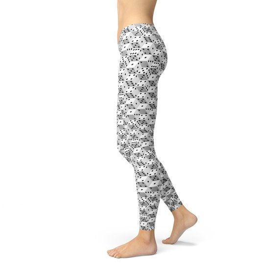 Womens Black and White Dice Leggings - Stylemz