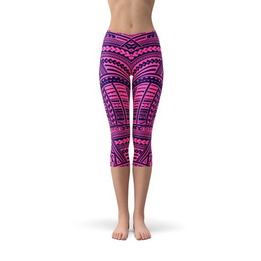 Purple Maori Capri Leggings for Active Women Comfort Fit