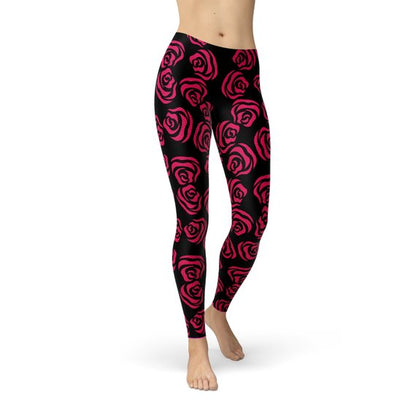 Red Roses Leggings for Women - Stylish Activewear Pants