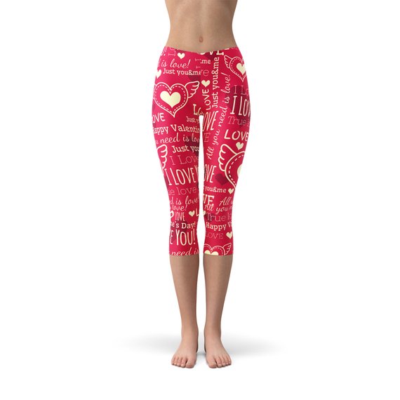 Love Hearts Red Capri Leggings - Stylemz