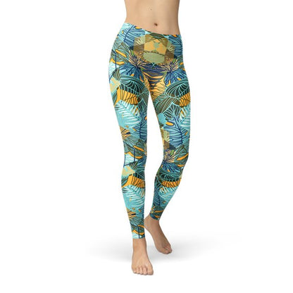 Womens Hexagon Floral Leggings - Stylemz