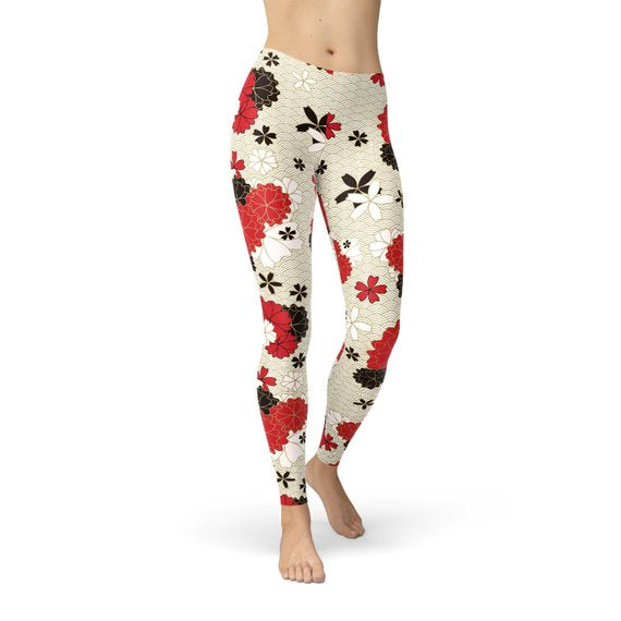 Womens Japanese Cherry Blossom Leggings - Stylemz