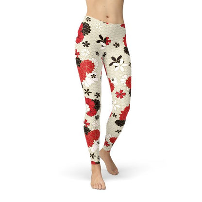 Womens Japanese Cherry Blossom Leggings - Stylemz