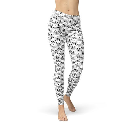 Womens Black and White Dice Leggings - Stylemz