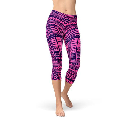 Purple Maori Capri Leggings for Active Women Comfort Fit