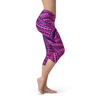 Purple Maori Capri Leggings for Active Women Comfort Fit