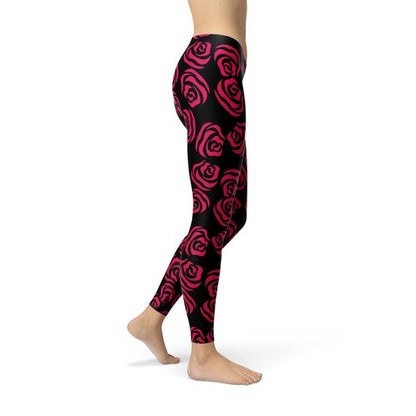 Red Roses Leggings for Women - Stylish Activewear Pants