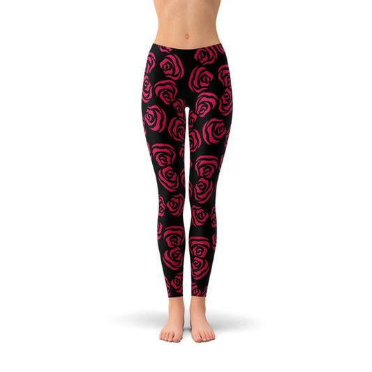 Red Roses Leggings for Women - Stylish Activewear Pants