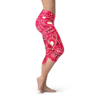 Love Hearts Red Capri Leggings - Stylemz