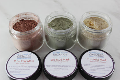 Clay Face Mask Trio Rose Clay French Green Clay Turmeric