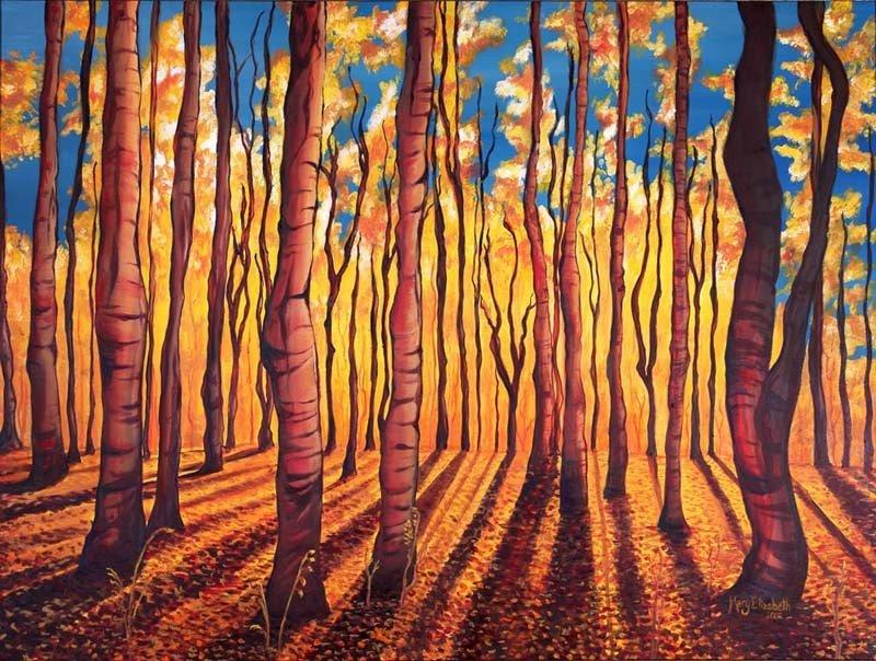 Birch Trees in Fall Greeting Card for Autumn Celebrations