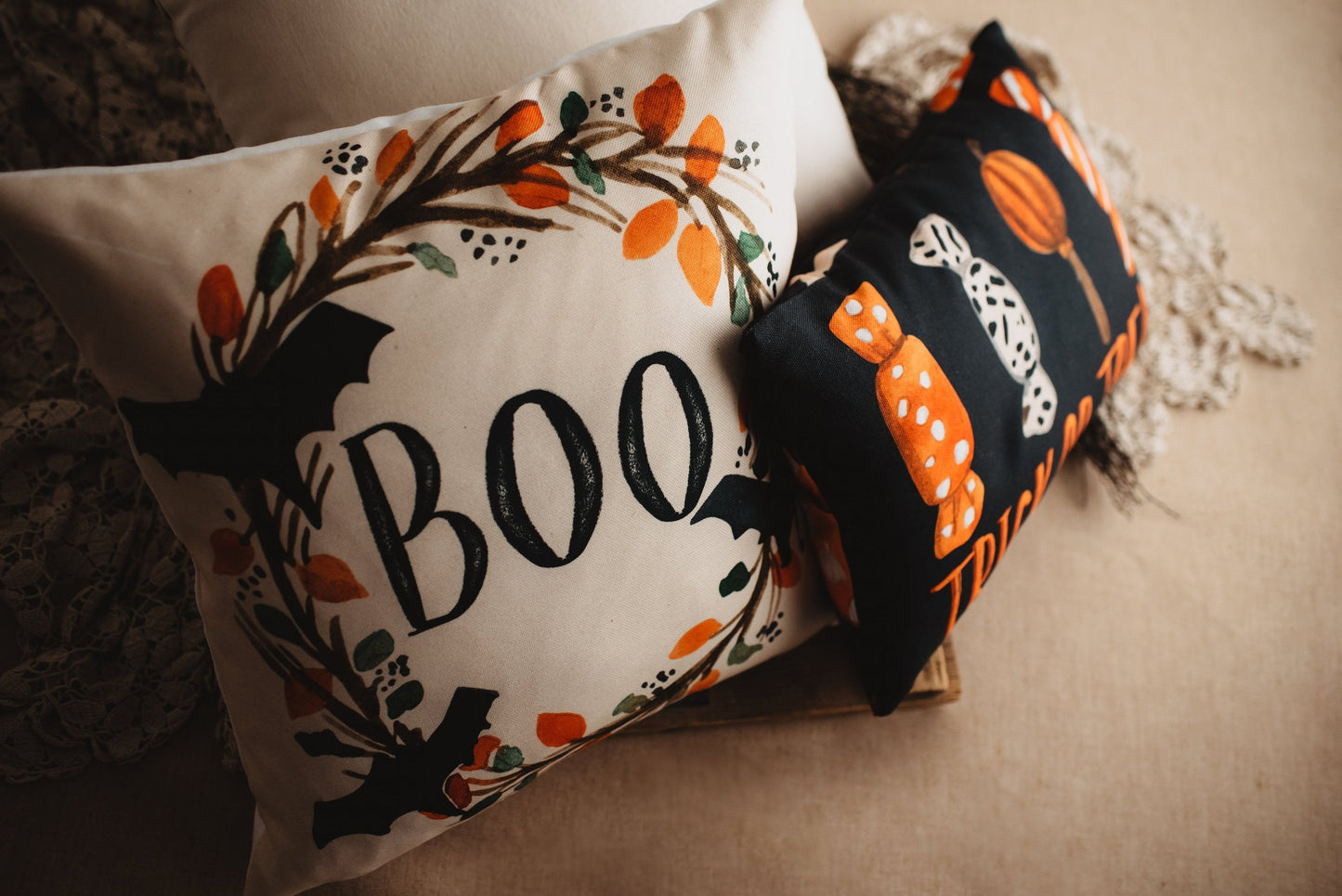 Boo Halloween Wreath Pillow Cover | Fall Decor | Farmhouse Pillows