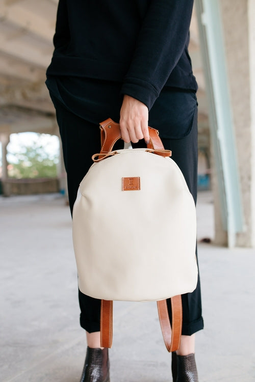 Leather Bag Backpack with Straps for Women in Black