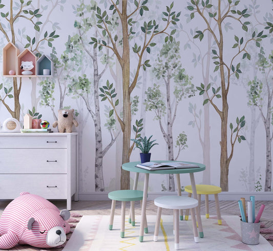 Woodland Wallpaper Mural for Kids Room Decor Transformations