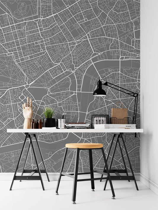 Monochrome Map of London Wallpaper for Elegant Decor