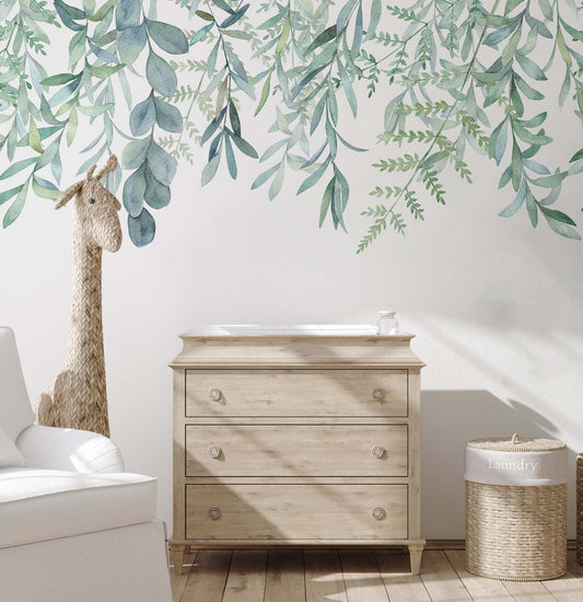 Hanging Leaves Wallpaper Mural for Elegant Home Decor