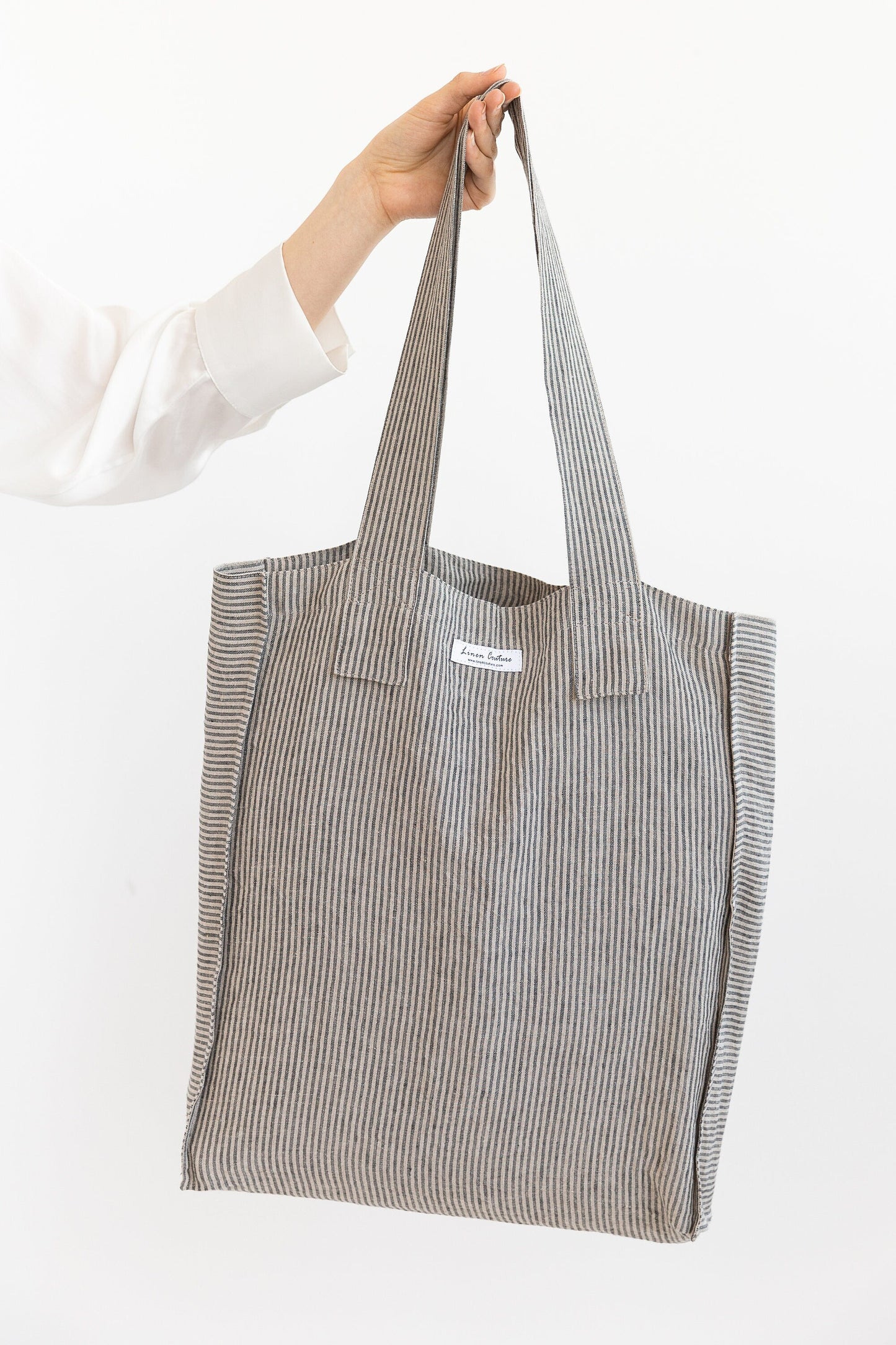 Striped Dark Grey Linen Weekender Bag for Every Occasion