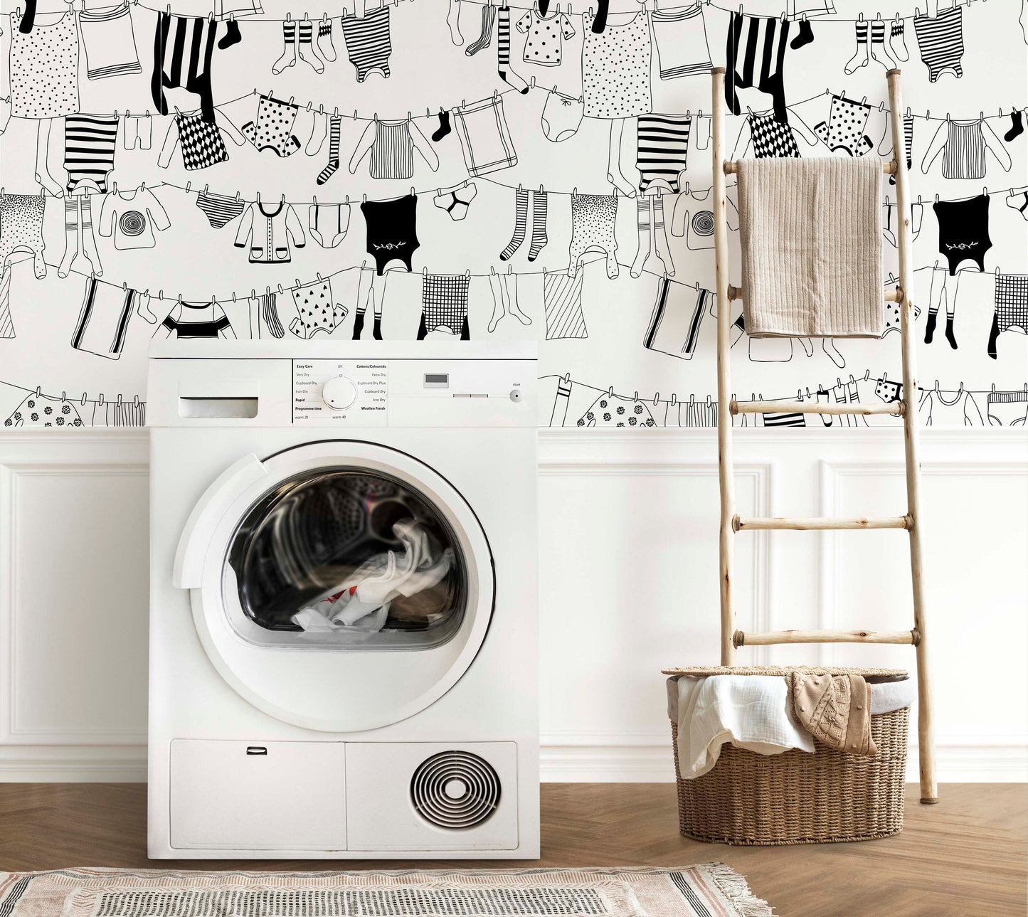 Laundry Drying Clothes Wallpaper for Cozy Spaces