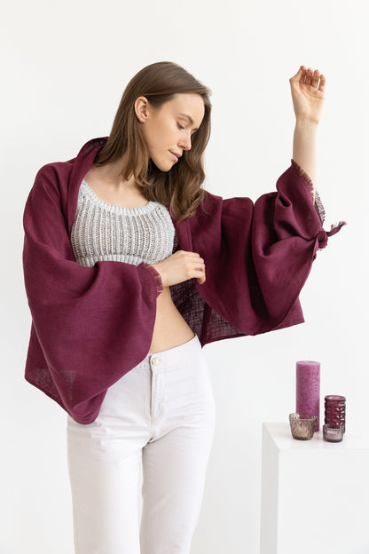 Dark Plum Linen Scarf - Soft, Stylish, Versatile Accessory