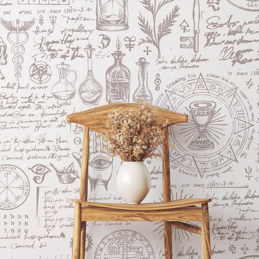 Mystical Wallpaper With Alchemy Medicine Design Panels