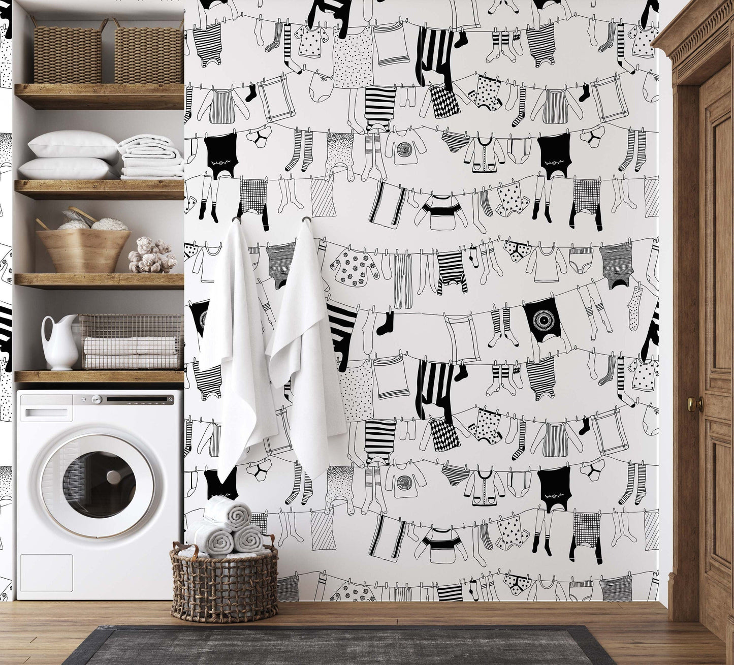 Laundry Drying Clothes Wallpaper for Cozy Spaces