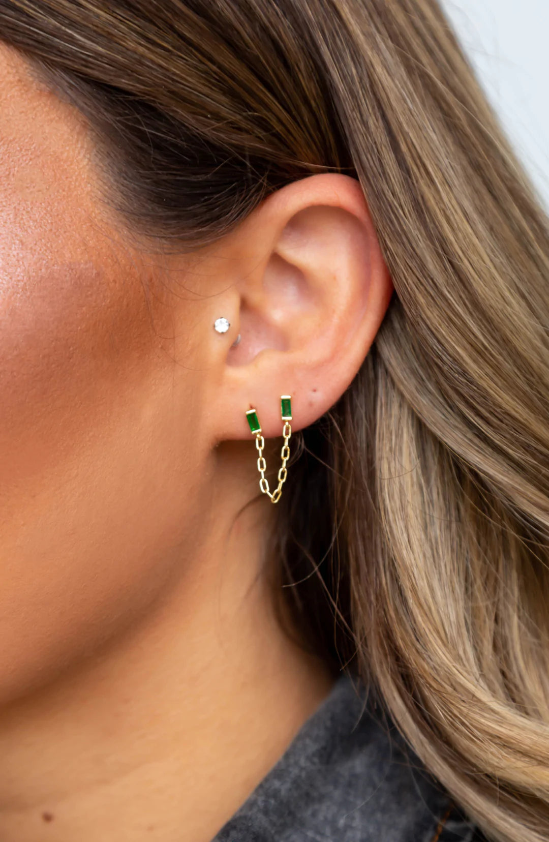 Malia Emerald Double Stud Earring - Stylemz