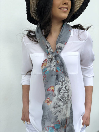 Grey Silk Scarf - Stylemz