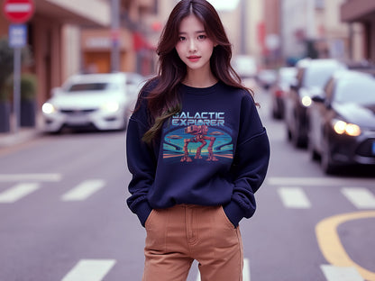 Long-sleeve - Galactic Explorer Unisex Midweight Softstyle Fleece Crewneck Sweatshirt - StyleMZ