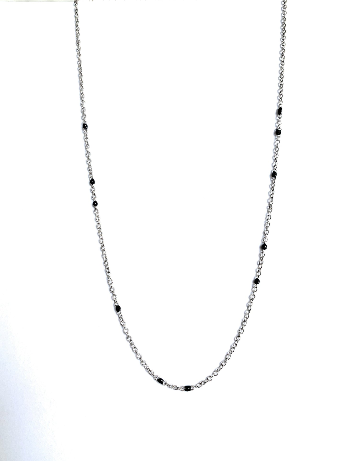 Dainty Black Onyx Beaded Link Necklace with Gold Chain