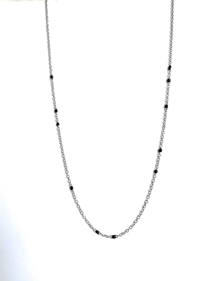 Dainty Black Onyx Beaded Link Necklace with Gold Chain