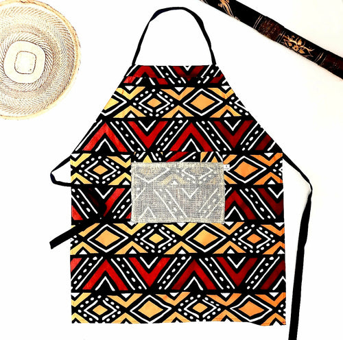 The Mashona, Adjustable, Burlap Pocket, Wax Print Aprons - Stylemz