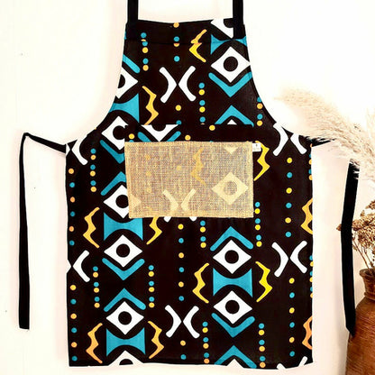 The Mashona, Adjustable, Burlap Pocket, Wax Print Aprons - Stylemz