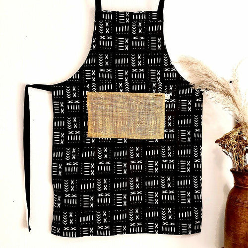 The Mashona, Adjustable, Burlap Pocket, Wax Print Aprons - Stylemz