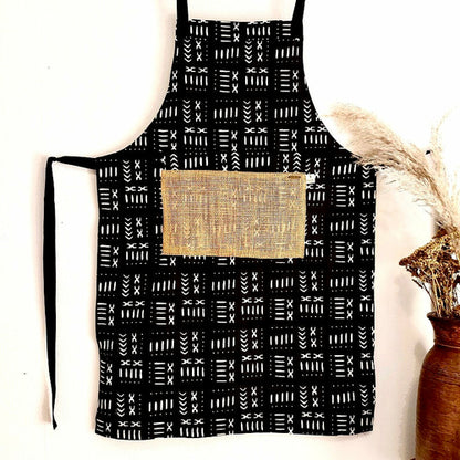 The Mashona, Adjustable, Burlap Pocket, Wax Print Aprons - Stylemz