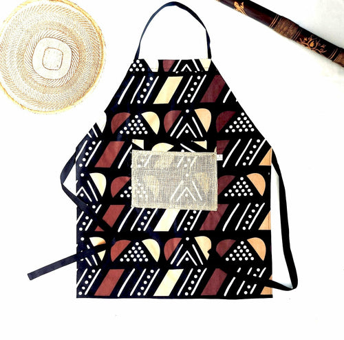 The Mashona, Adjustable, Burlap Pocket, Wax Print Aprons - Stylemz