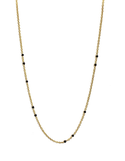 Dainty Black Onyx Beaded Link Necklace with Gold Chain