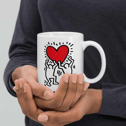 Men Holding Heart Icon, Street Art Mug