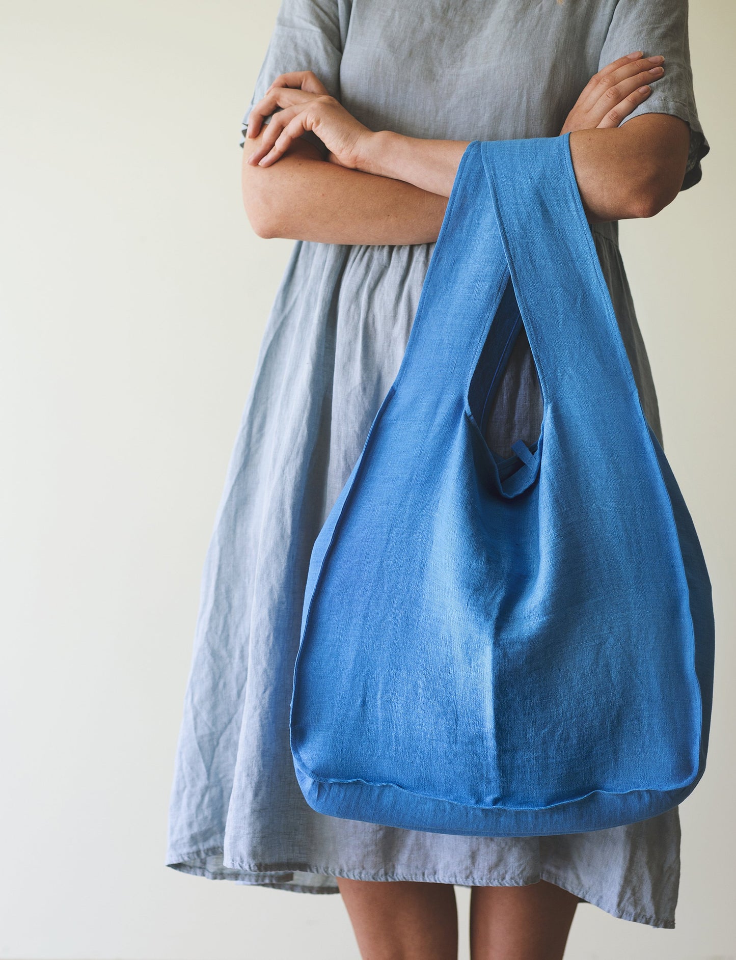 Black Linen Tote Bag With Inside Pocket and Wide Handles