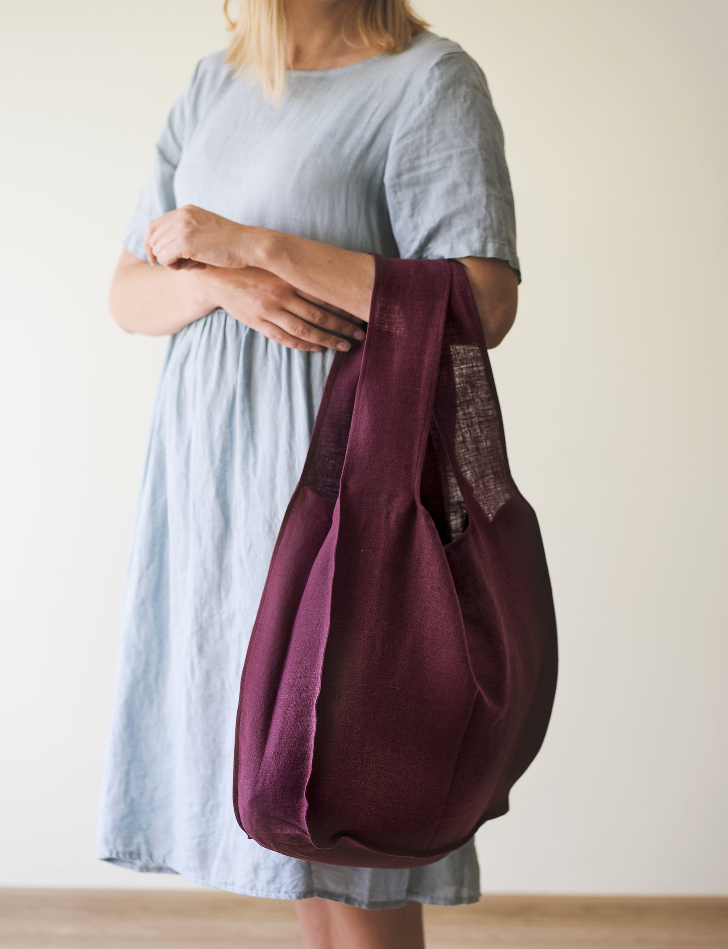 Black Linen Tote Bag With Inside Pocket and Wide Handles