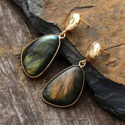 Labradorite Drop Earrings - Stylemz