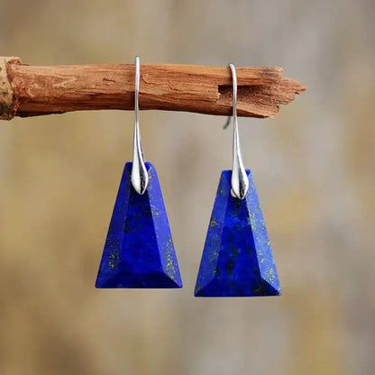 Lapis Lazuli Trapezoid Drop Earrings - Stylemz