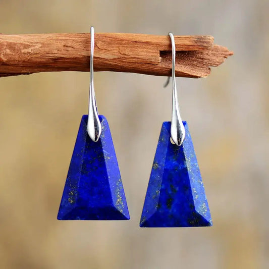 Lapis Lazuli Trapezoid Drop Earrings - Stylemz